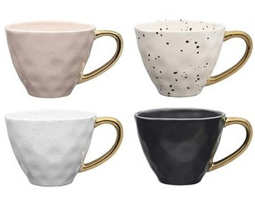 Speckle Set of 4 Gold Handle Mugs
