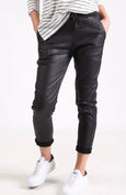 Riley Wax Look Jogger - Black