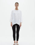 Half Placket Relaxed Top- White