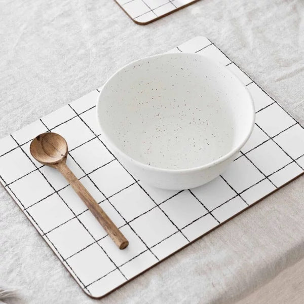 Glam Grid Cork Backed Placemats Set of 4 | Black & White
